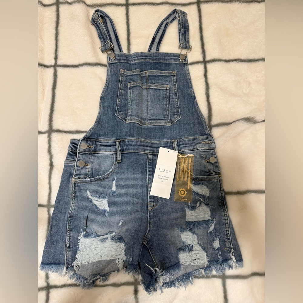 NWT RISEN SZ LG denim overalls